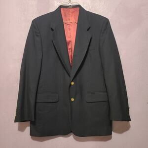 Oleg Cassini Wool Blazer Mens 41 R‎ Black Ventless 2 Button Suit Jacket
